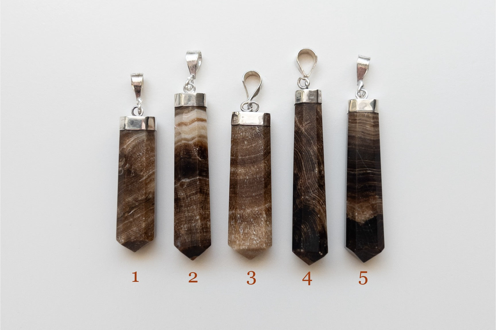 Chocolate Calcite Sterling Silver Pendants